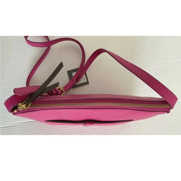 New Fossil Jenna Top Zip Crossbody handbag Like Style Leather Berry - Picture 6 of 7